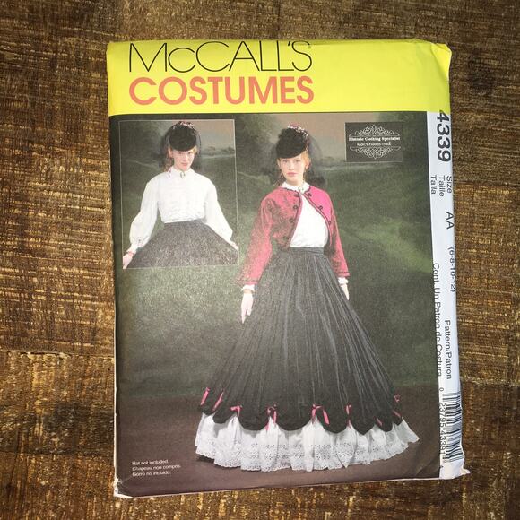 McCalls Sewing Pattern 4339 Civil War Era 1850s Blouse Skirt Jacket 6-12 UNCUT - Picture 1 of 3